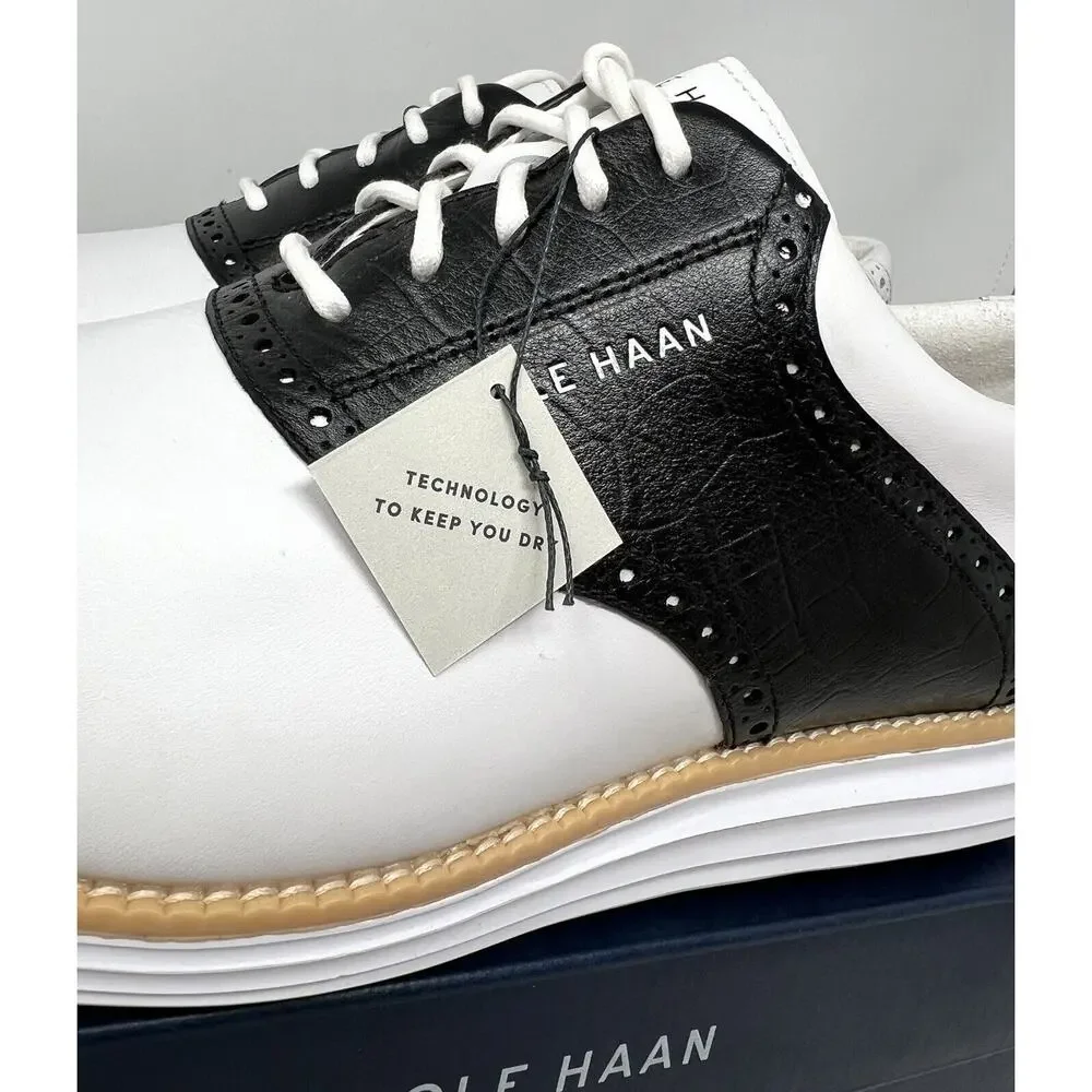 Cole Haan OG Original Grand Saddle Golf Shoe Sz 10 WHT BLCK C37176 Spikeless
